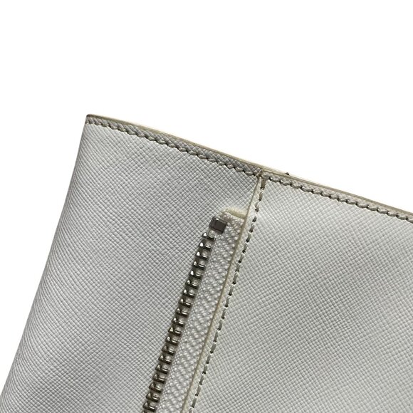 Botkier White & Blue Leather Tote Bag With Zipper Accents - Picture 3 of 8